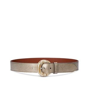 Ralph Lauren Leather Crescent Buckle Metallic Wide Belt L. 100% Cow Leather.